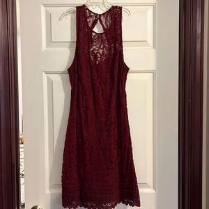 Maroon Lace Mini Dress